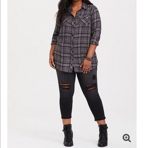 Torrid Taylor Grey Plaid Twill Camp Shirt Sz. 1X